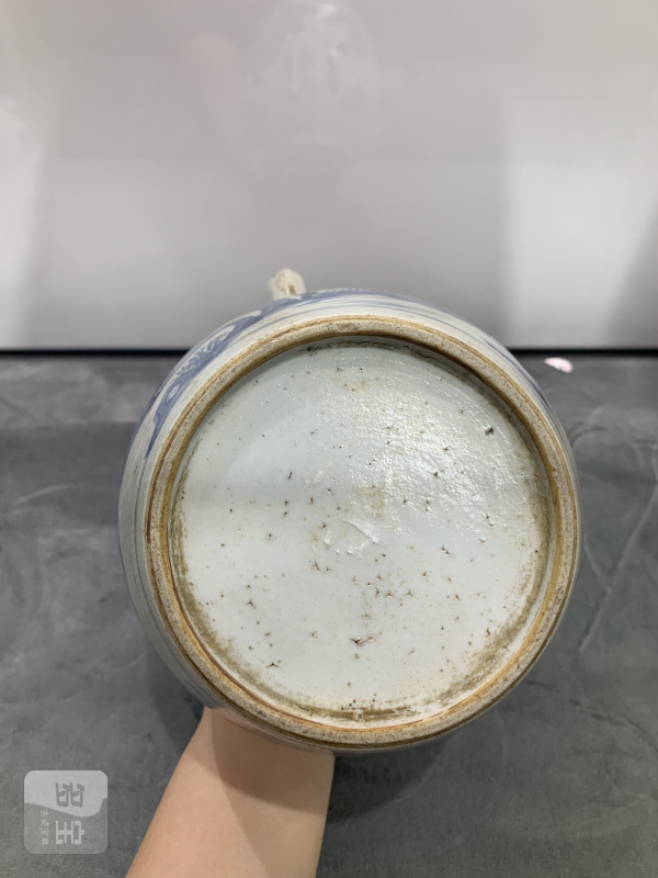 清康熙青花婴戏纹四兽耳系壶 - 图8